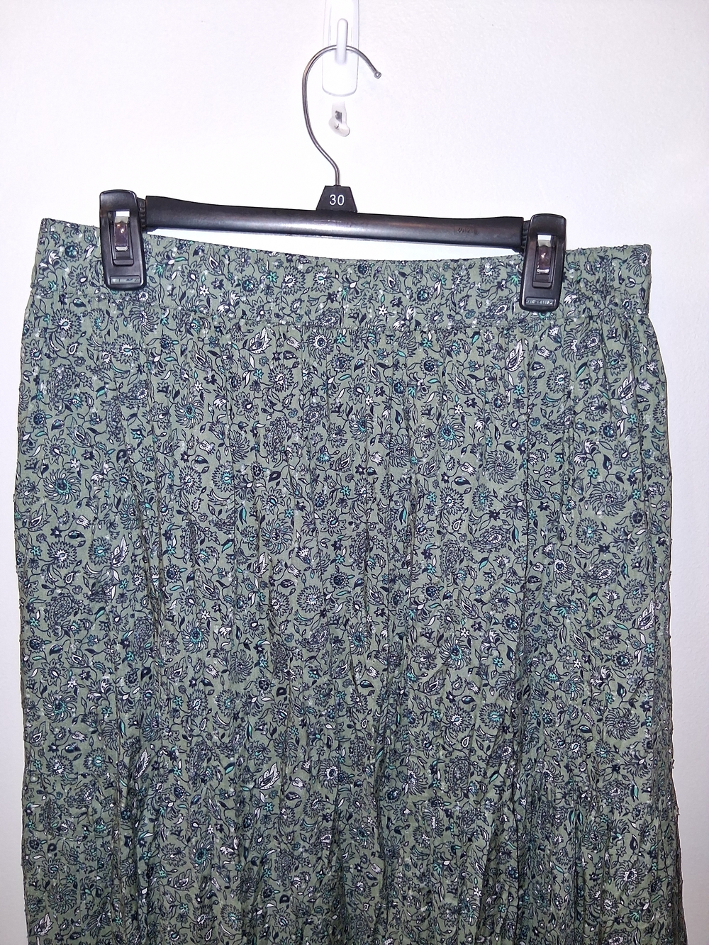 NWT The Loft Bohemian Cottagecore Green Floral Tiered Maxi Skirt Sz L - Picture 7 of 8